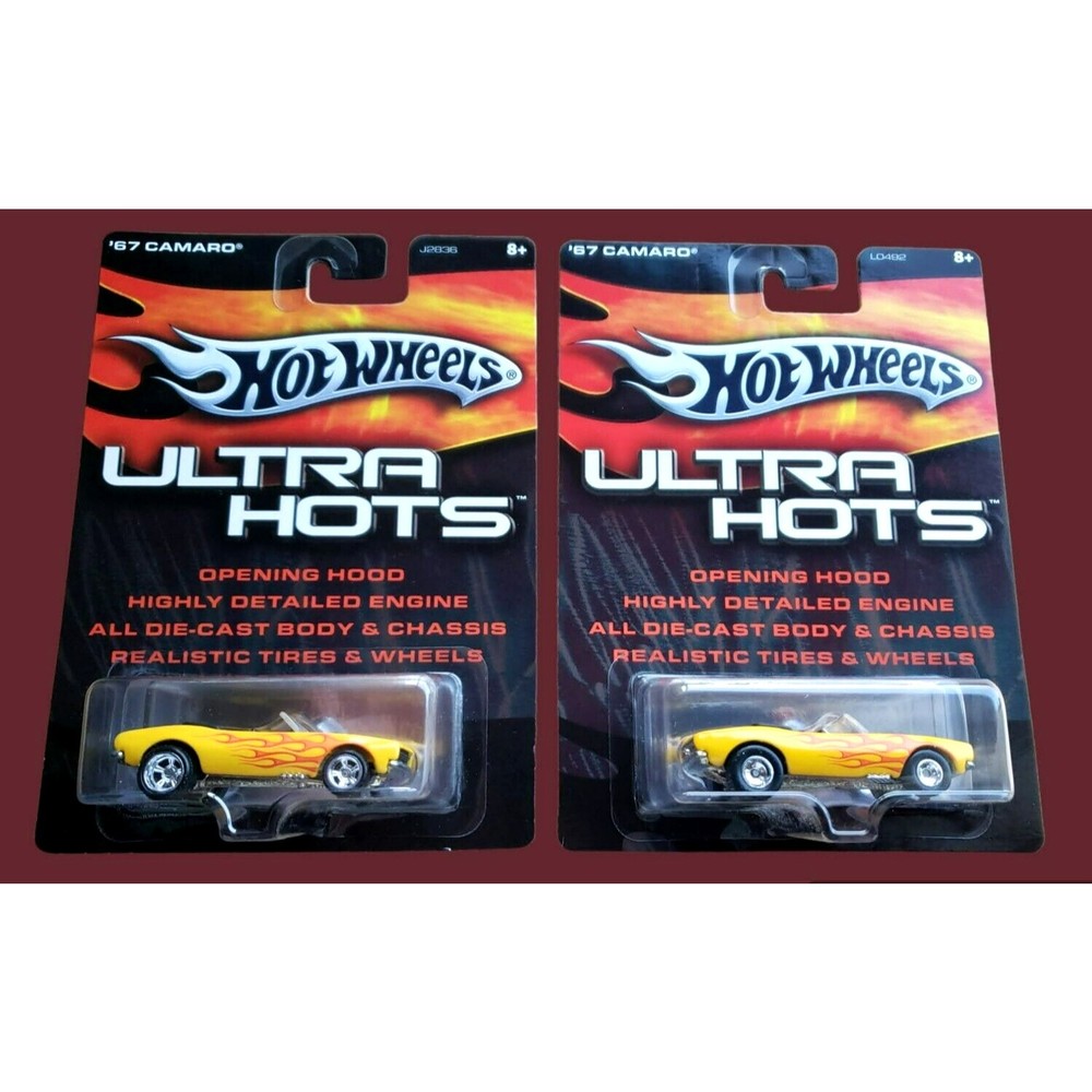 Hot Wheels '67 CHEVY CAMARO CONVERTIBLE Ultra Hots Yellow RR5SP & DDRR LOT OF 2!